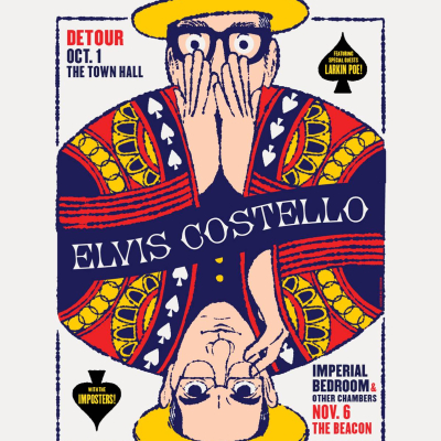 Elvis Costello Announces Two New York City Concerts: His First NYC “Detour” Solo Date, Oct 1, and Hi