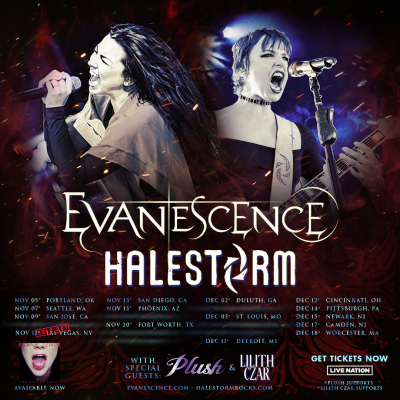 Evanescence & Halestorm’s Fall Tour Adds Openers Plush and Lilith Czar