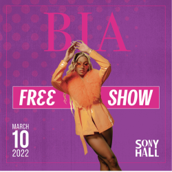 Sony Hall Announces Free Show With Platinum Recording Artist Bia On March 10th 