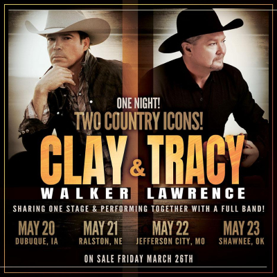 Clay Walker And Tracy Lawrence Set For Run Of Four Midwest Shows May 20th - 23rd