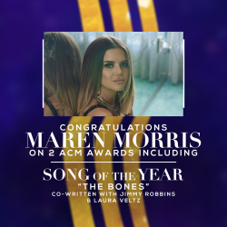 Big Yellow Dog Music Congratulates Maren Morris On ACM Song Of The Year Win For “The Bones”