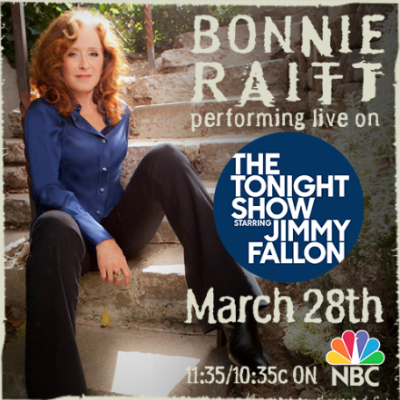 Tune in to Bonnie Raitt on The Tonight Show this Monday, March 28th
