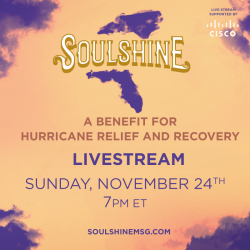 Sold-Out “SOULSHINE” Benefit Concert Featuring Dave Matthews Band to Be Livestreamed Globally on Sunday, November 24 from Madison Square Garden