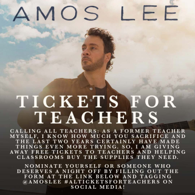 Amos Lee Launches “Tickets For Teachers” And Classroom Supplies Giveaway On 2022 U.S. Dreamland Tour