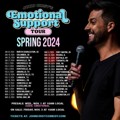 John Crist Announces 30+ Dates Across U.S. and Canada for 2024 ‘Emotional Support Tour’