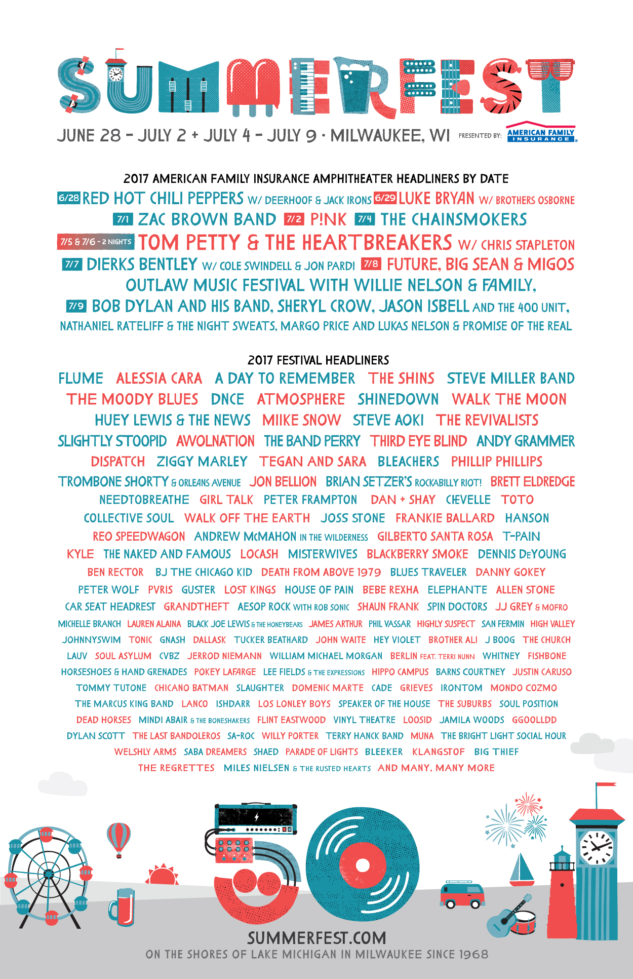 Summerfest Announces the Ground Stage Lineup for the 50th Edition with