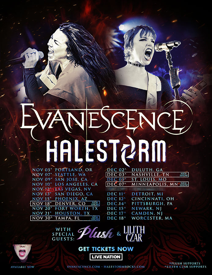 Evanescence and Halestorm Add Dates to Fall Tour Shore Fire Media